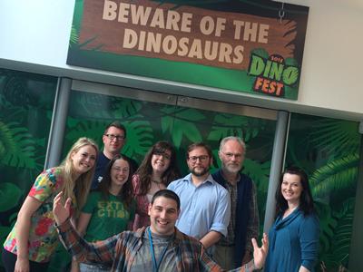 L-R: Kate Acheson, Darren Naish, Liz Martin-Silverstone, Jessica Lawrence Wujek, Craig Fraser, James Hansford, Colin Palmer, Sarah Strachan